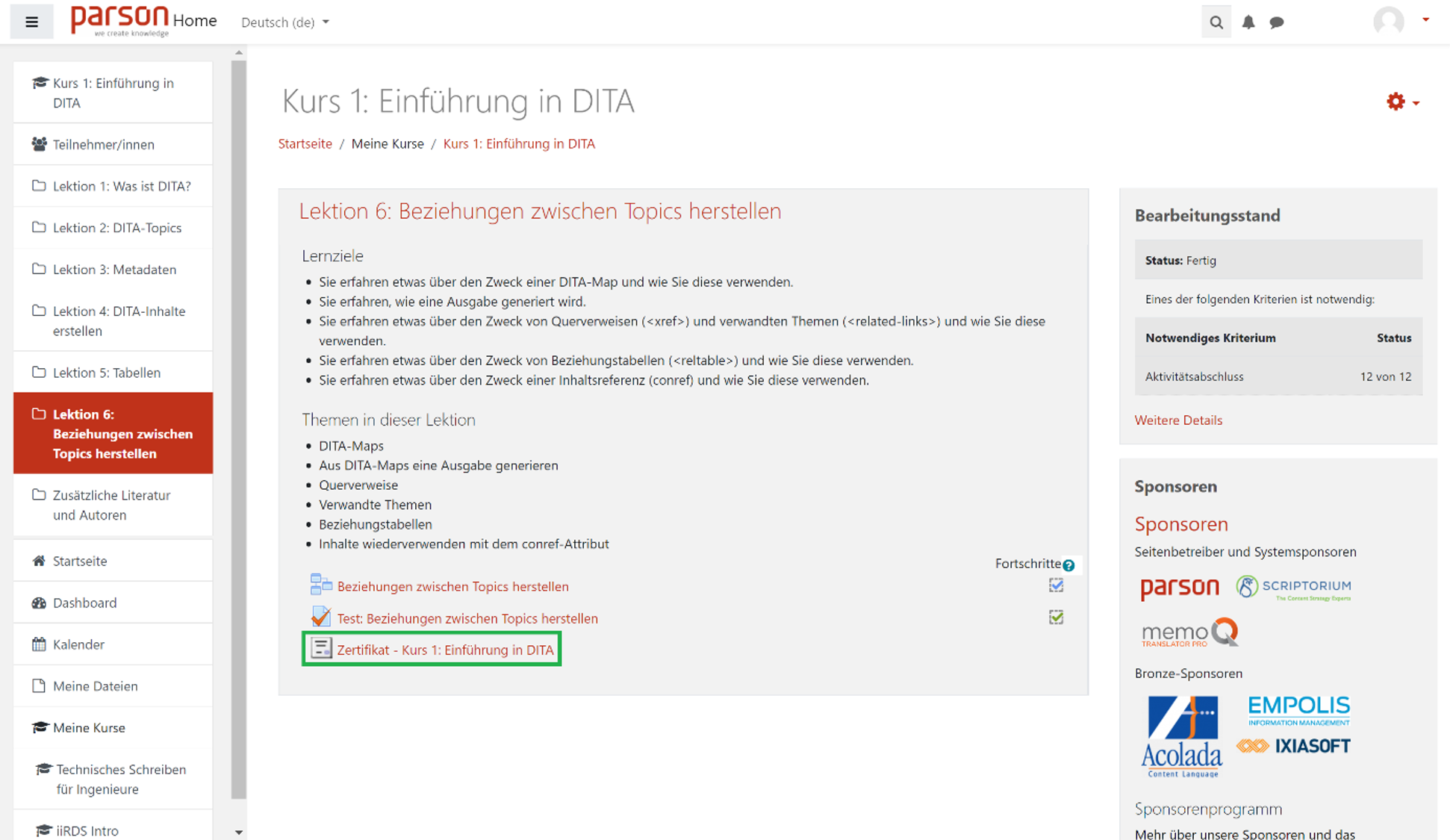 DITA lernen Tutorial